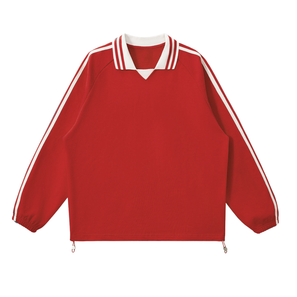 #7 Contrast Striped Lapel Collar Sweatshirt