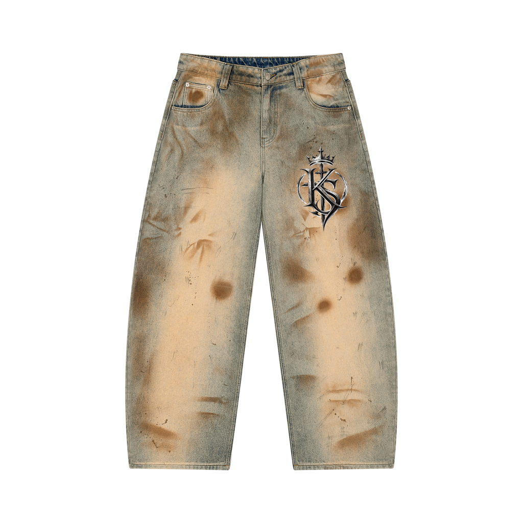 KINGDOM STANDARD Men’s Vintage Wash Barrel Leg Jeans