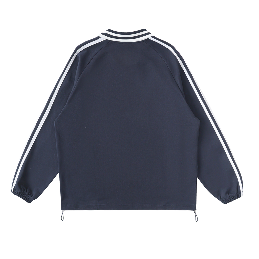 #7 Contrast Striped Lapel Collar Sweatshirt