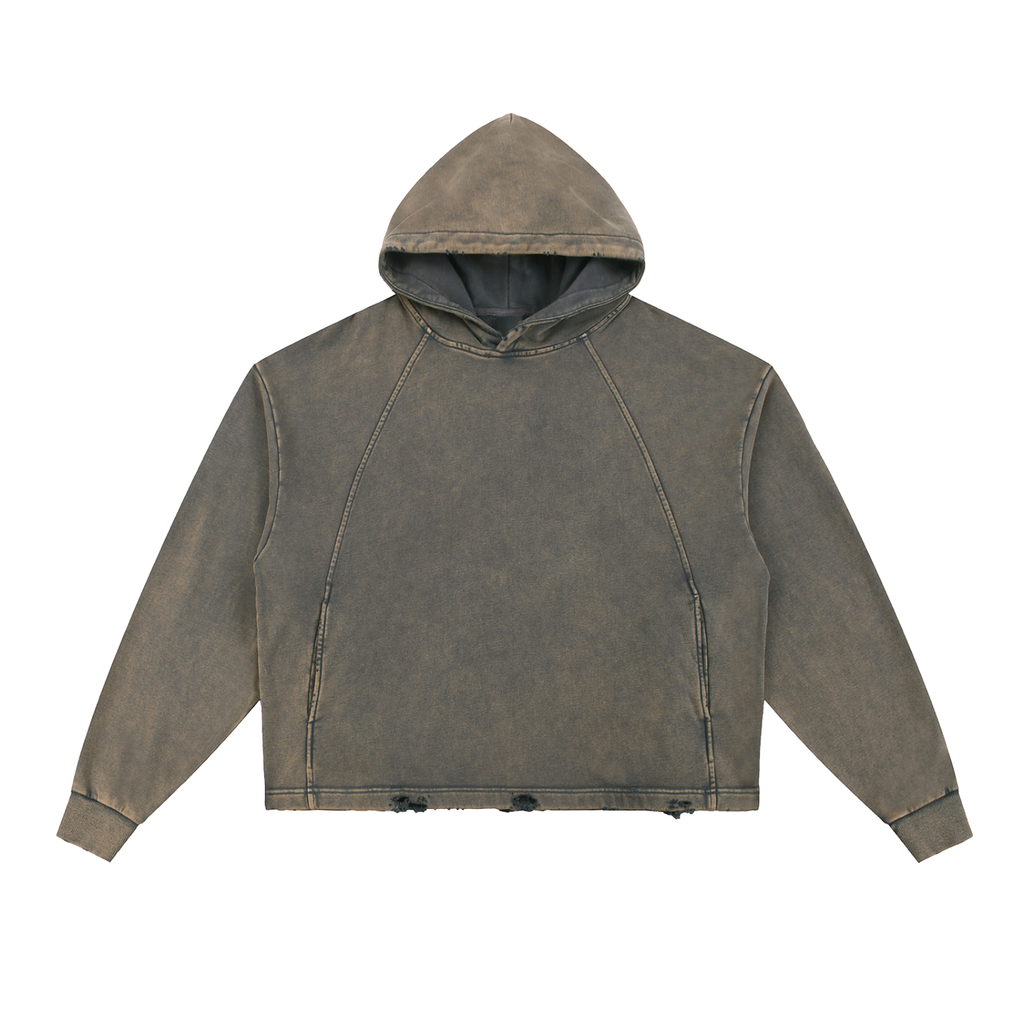#9 Vintage Washed Frayed-Hem Hoodie