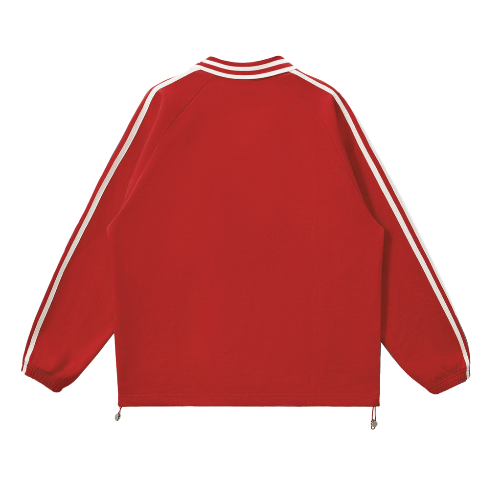 #7 Contrast Striped Lapel Collar Sweatshirt