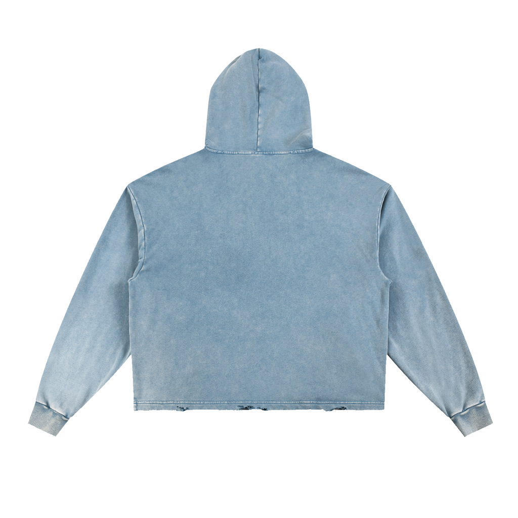 #9 Vintage Washed Frayed-Hem Hoodie