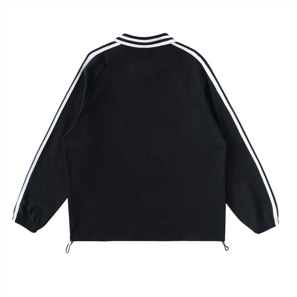 #7 Contrast Striped Lapel Collar Sweatshirt