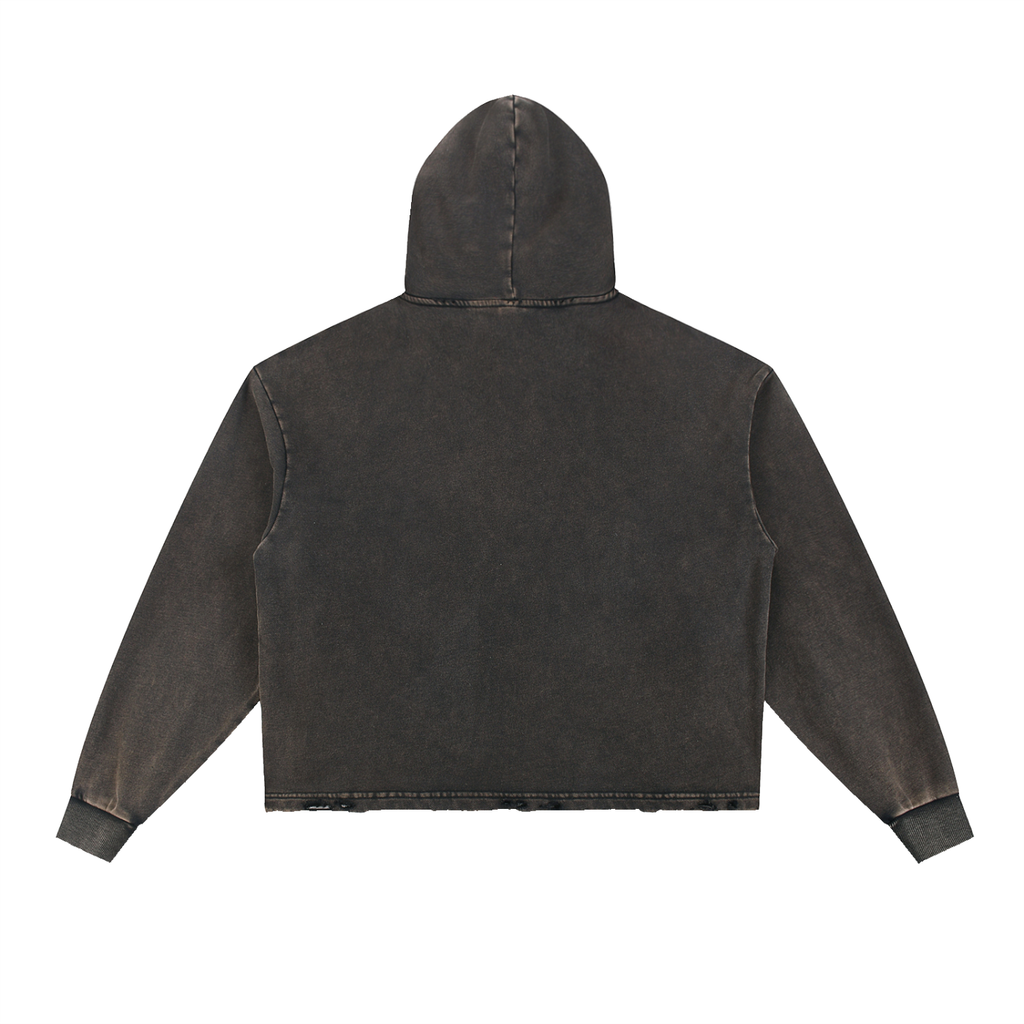 #9 Vintage Washed Frayed-Hem Hoodie
