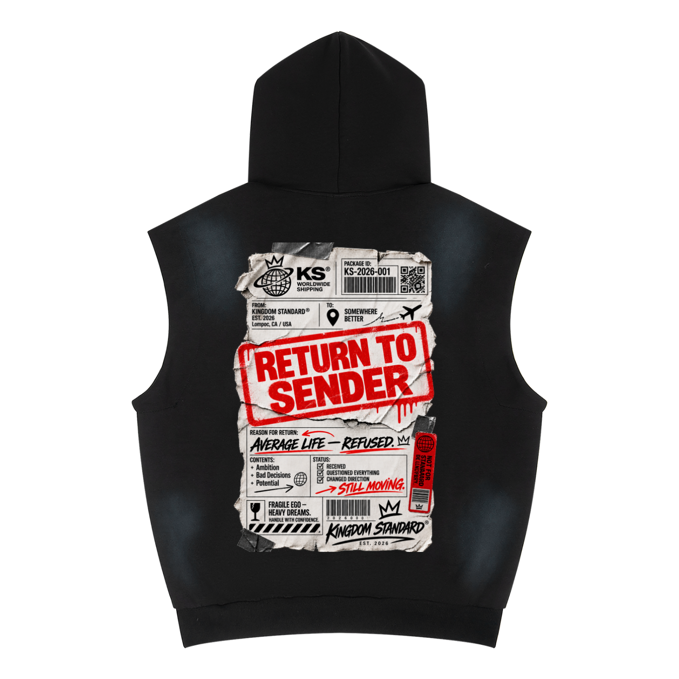 KINGDOM STANDARD Unisex Vintage Wash Sun Fade Sleeveless Hoodie