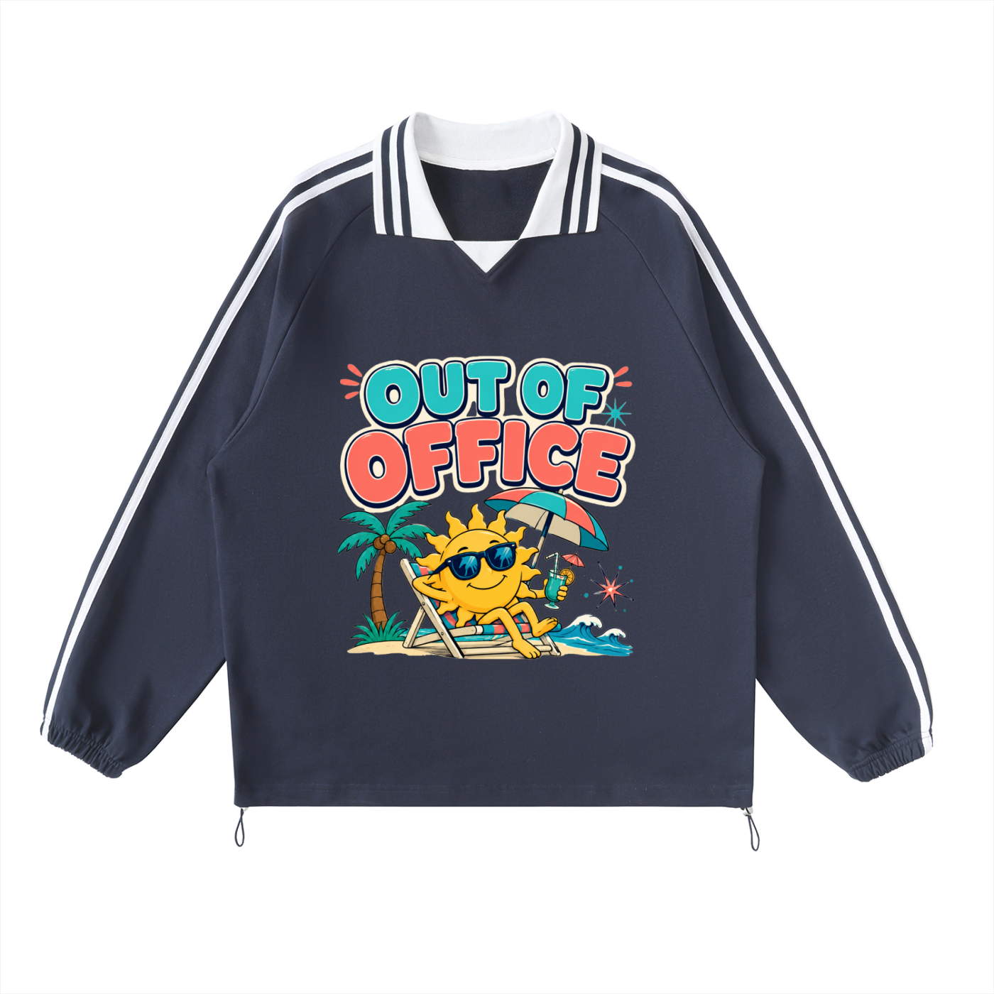 #7 Contrast Striped Lapel Collar Sweatshirt