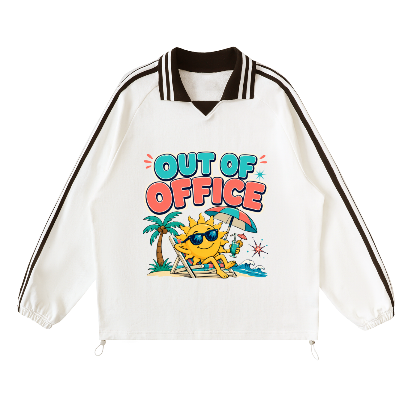 #7 Contrast Striped Lapel Collar Sweatshirt