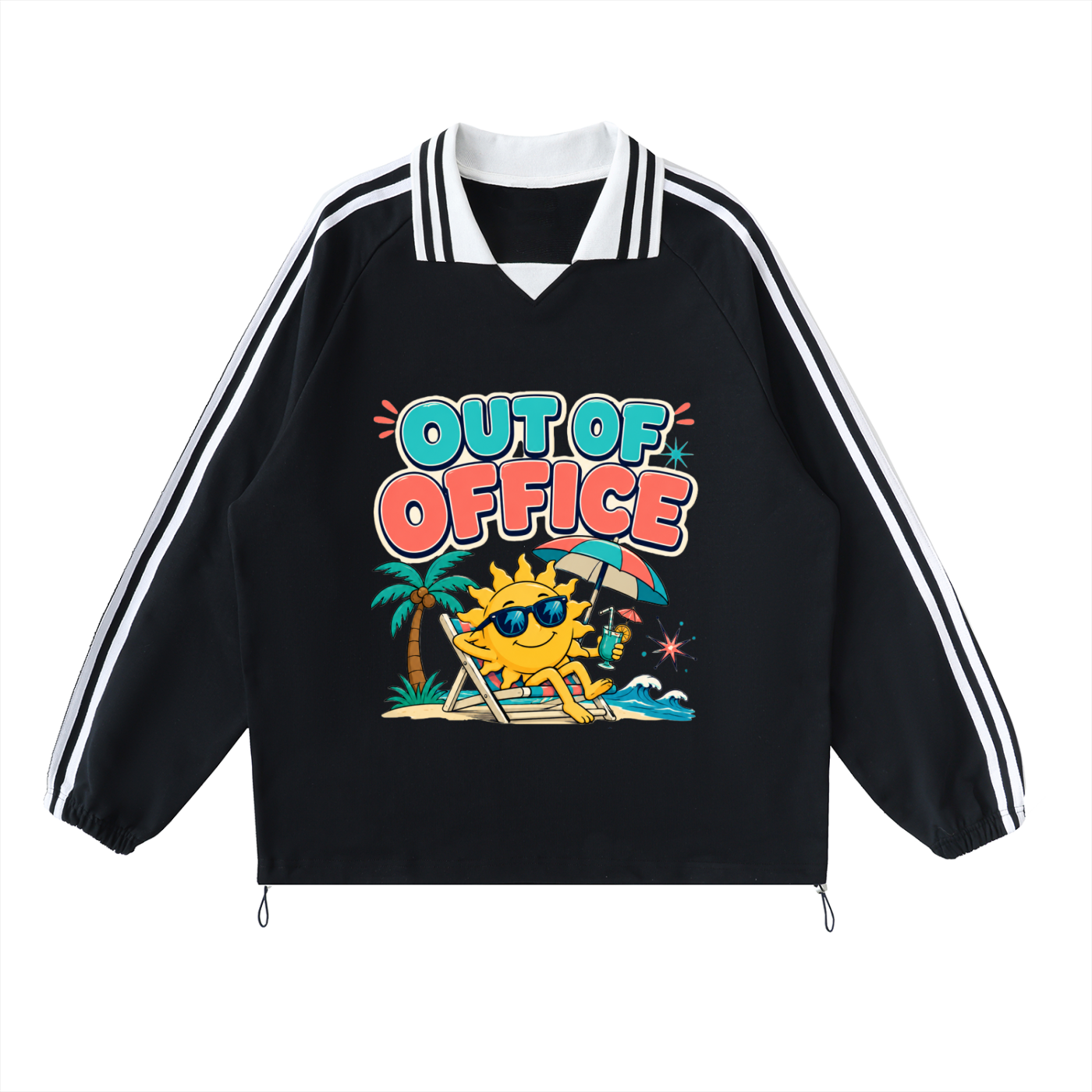 #7 Contrast Striped Lapel Collar Sweatshirt