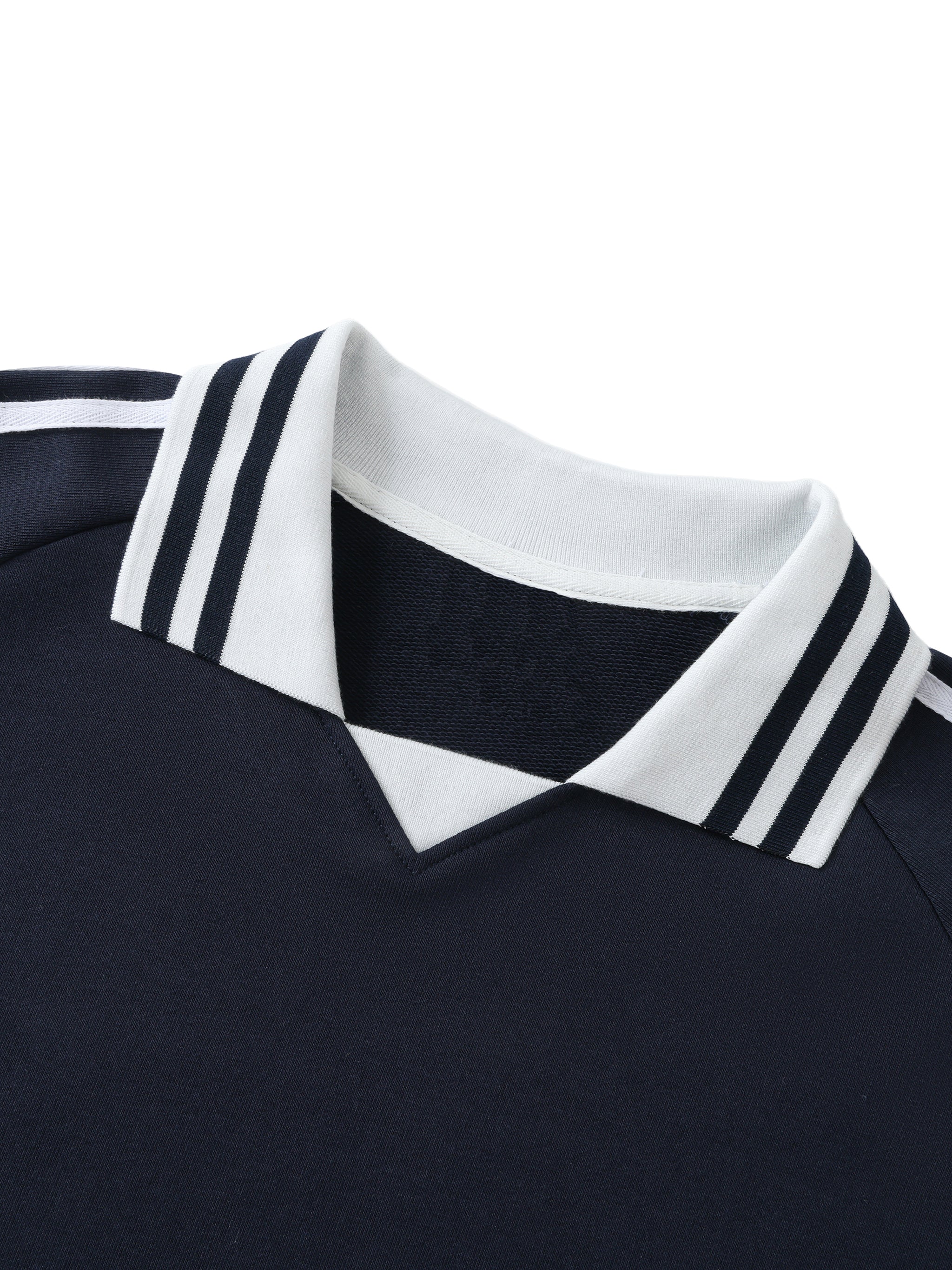 #7 Contrast Striped Lapel Collar Sweatshirt