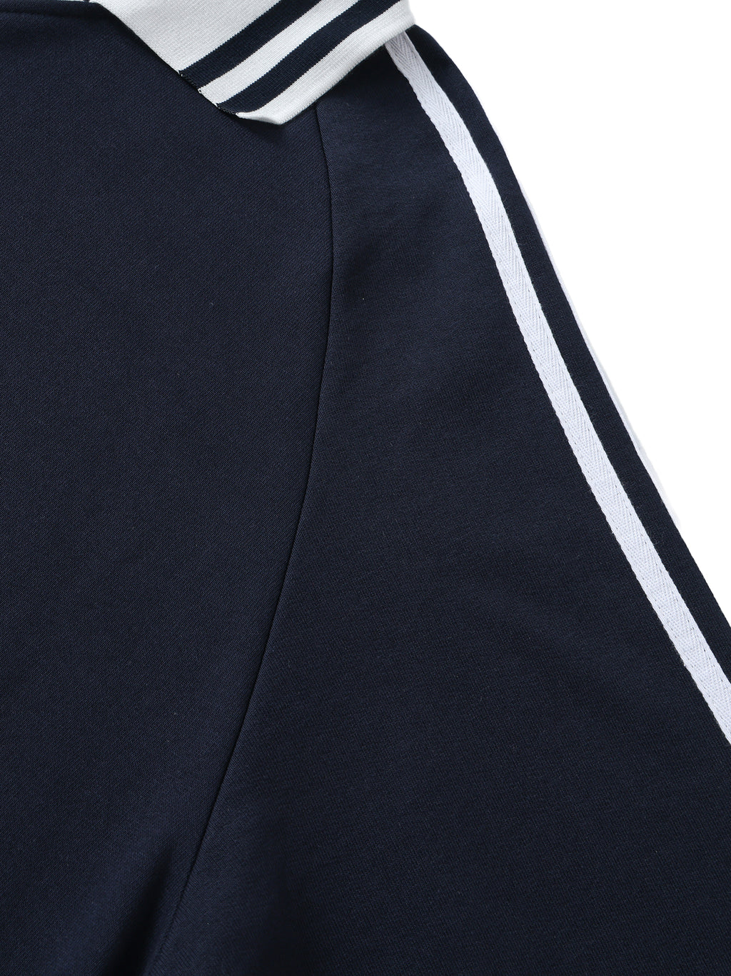 #7 Contrast Striped Lapel Collar Sweatshirt