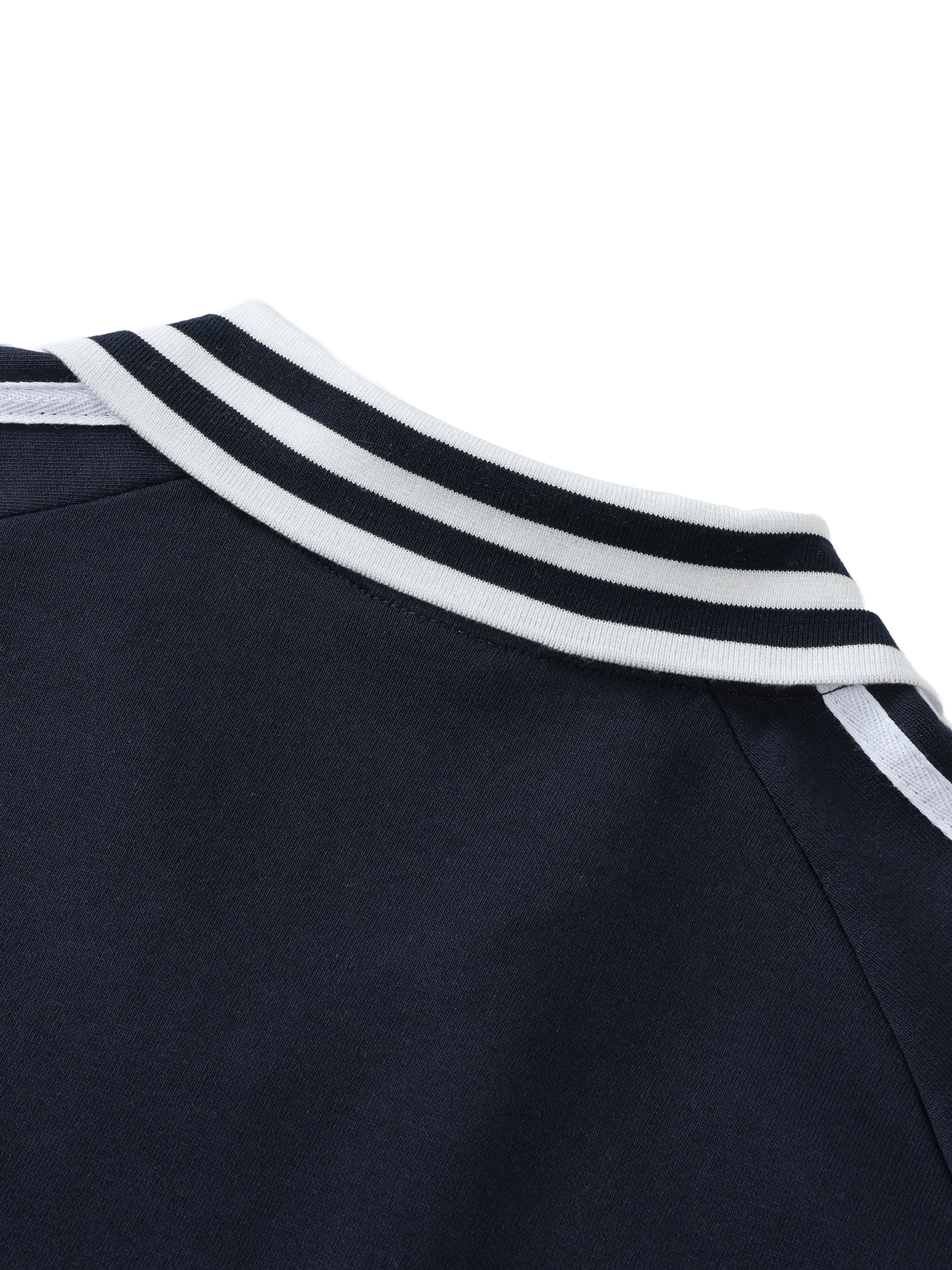 #7 Contrast Striped Lapel Collar Sweatshirt