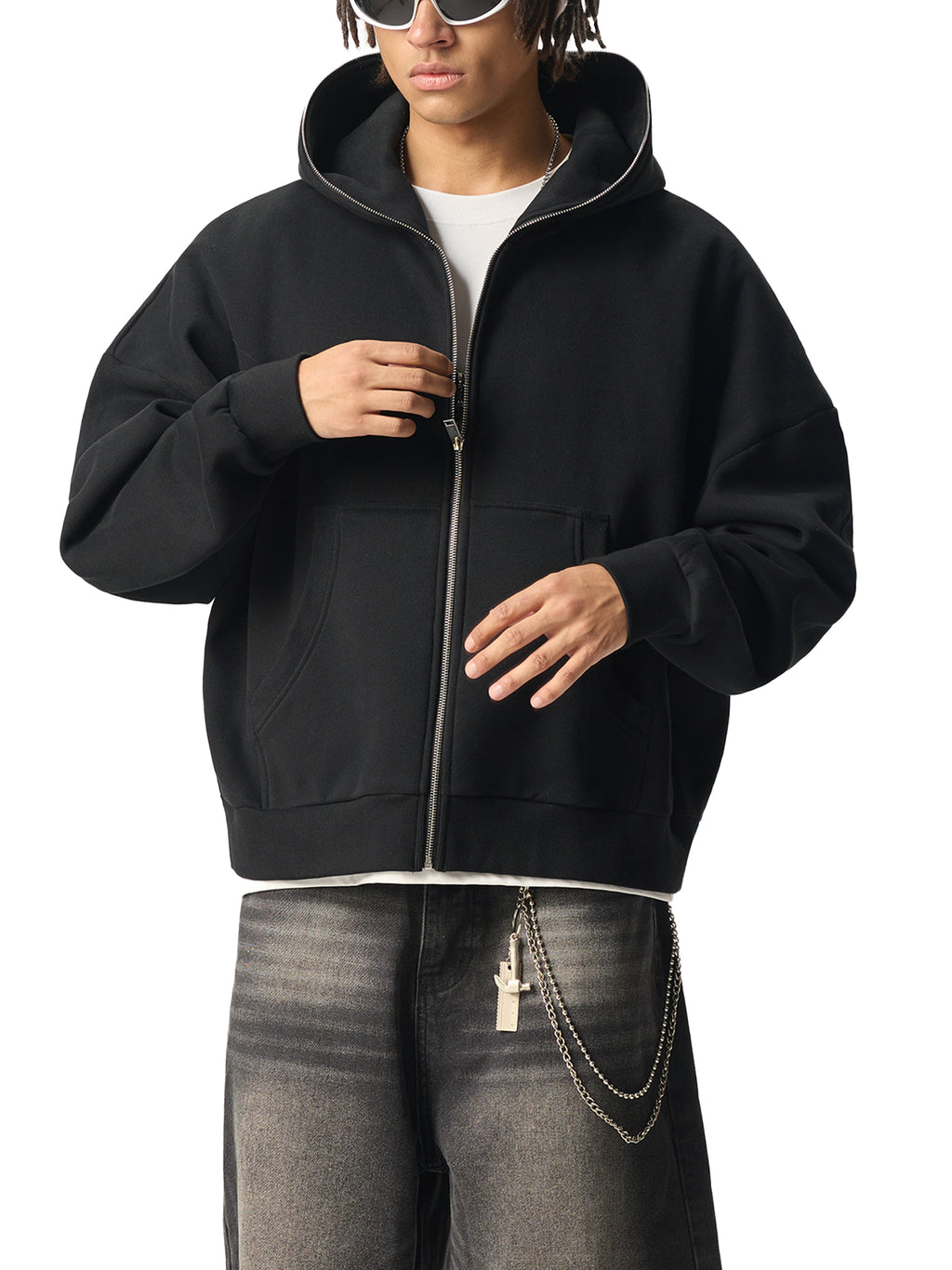 KINGDOM STANDARD ORIGIN Fleeced Full-Zip Boxy Hoodie #4